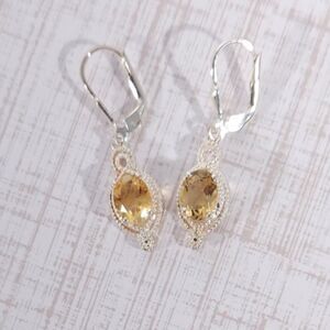 Brazilian Citrine Dangle Earrings Sterling Silver